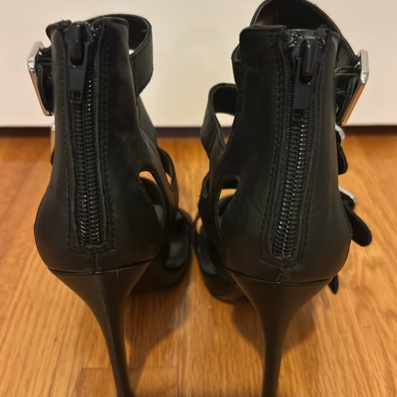 Steve Madden Black Leather Buckle Stilettos - Picture 6 of 9